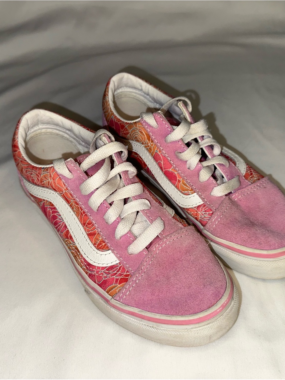 Vans Pink Suede & Floral Canvas Old Skool Sneakers